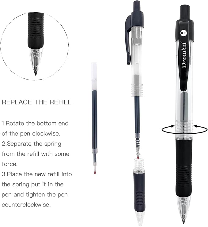 Assorted Color Quick-Dry Ballpoint & Gel Ink Pens - 12-Pack 0.5mm Fine Point Retractable for School Office, Rubber Grip - Smooth Writing Pens-DeskLoop Office