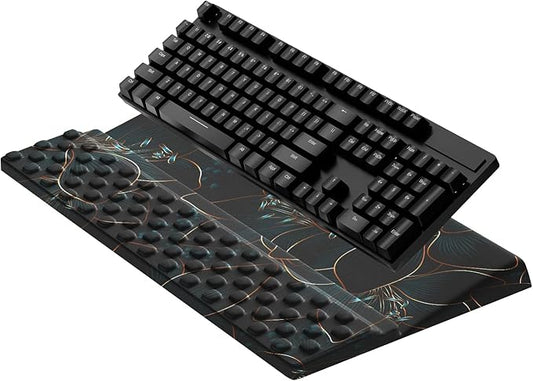 Computer Keyboard Stand with Wrist Rest,Comfy Ergonomic Tilted Keyboard Holder,Keyboard Tray Support for Office Home (Green Flowers)-DeskLoop Office