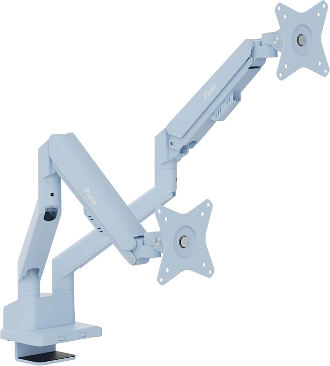 Pixio PS1D Wave Blue Dual Monitor Arm Stand Desk Mount - Fits up to 32 inches Monitors and up to 19.8lbs. VESA Compatibility and Integrated Cable Management-DeskLoop Office
