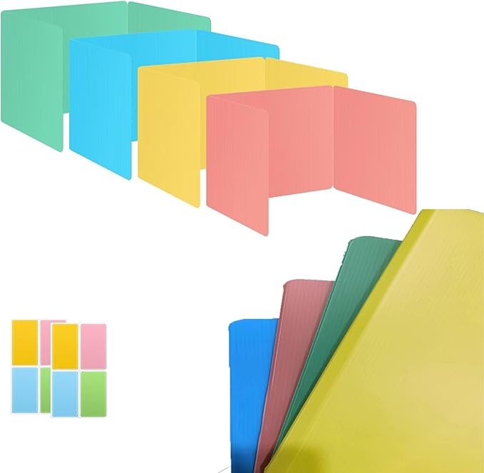 24 Pack Desk Privacy Panel Desk Divider - Pastel Colorful Testing Dividers for Classroom Supplies- Easy Clean Privacy Shields for Student Testing Desk dividers- Includes Extra Labels-DeskLoop Office