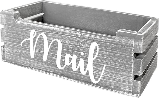 Mail Organizer Mail Holder Countertop, Wood Mail Basket for Wall Table Desk, Envelope Bill Holder for Home Office Decor (Grey)-DeskLoop Office
