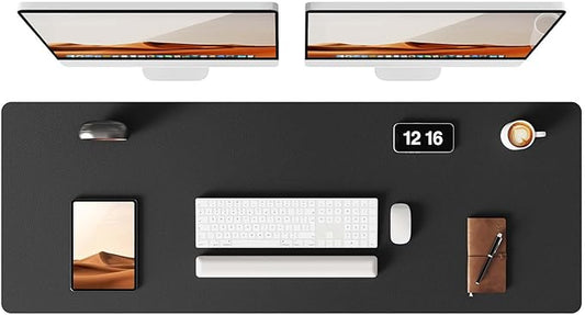 YSAGi Leather Desk Protector, Office Mat, Large Mouse Mat, Non-Slip PU Leather Blotter, Laptop Pad, Waterproof Writing Pad for Office and Home (Black, 47" x 17")-DeskLoop Office