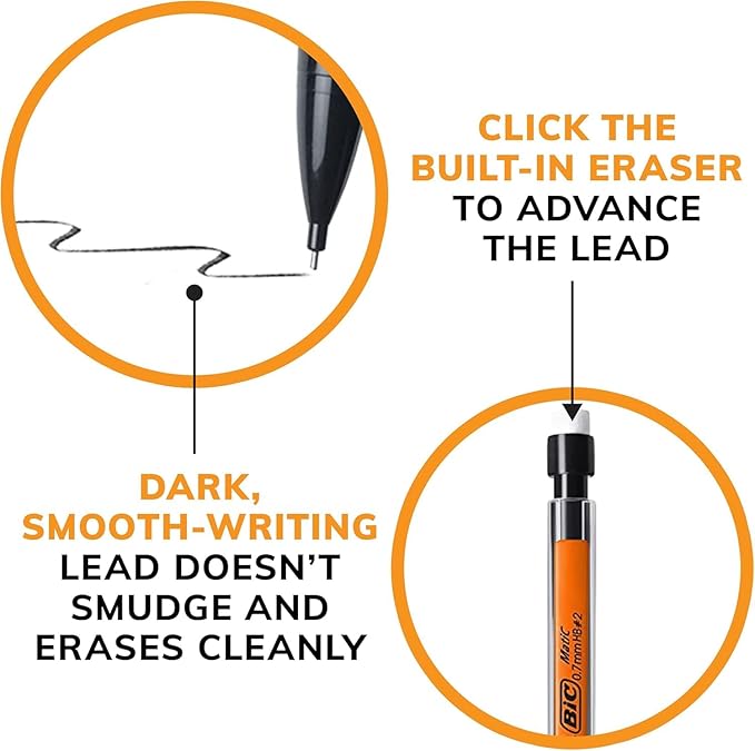 BIC Mechanical Pencils 0.7mm & 0.5mm, #2 EXTRA SMOOTH with Various Color Barrels - Two Assorted Sizes, 80 Pack-DeskLoop Office