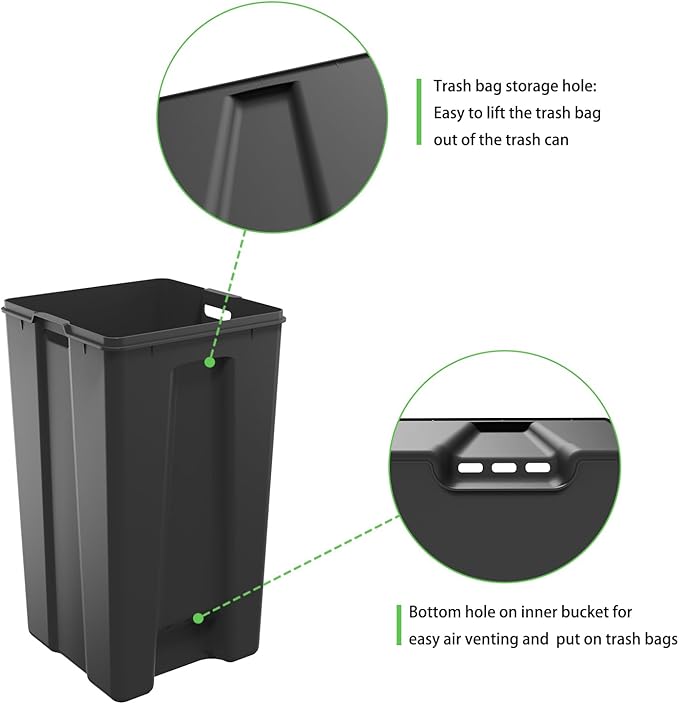 Trash Can with Lid - 30 Liter/8 Gallon Square Stainless Steel Trash Can with Odor Protection Kitchen Garbage Cans with Soft-Close Foot Pedal Step Bin for Bathroom Home Office Silver-DeskLoop Office