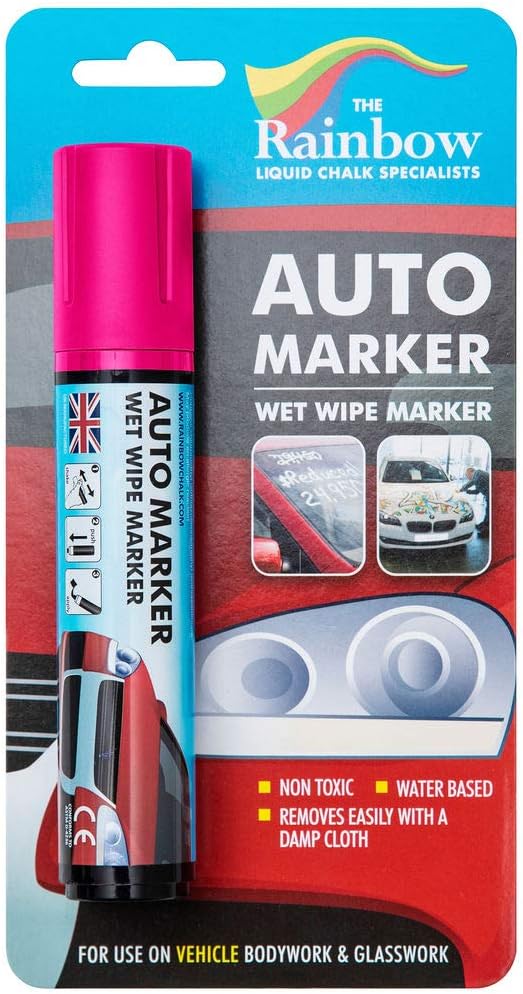 Window Markers for Glass Washable Car Window Paint Pen- Dry Erase Liquid Chalk Marker Car Decorations on All Surfaces, Tire, Windshield - Auto Marker, Autowriter, Rain Resistant (Pink, Jumbo Tip)-DeskLoop Office