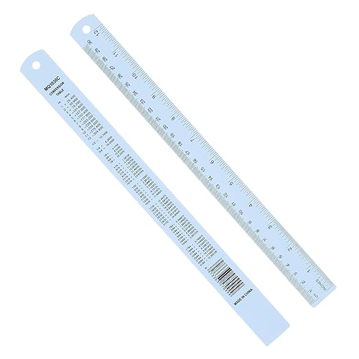 PATIKIL 30cm/12 Metal Ruler, 2 Pack Aluminum Alloy Rulers with Centimeters, Millimeters, Inches and Conversion Table Straight Edge Ruler for Writing Machinist Drafting, Blue-DeskLoop Office