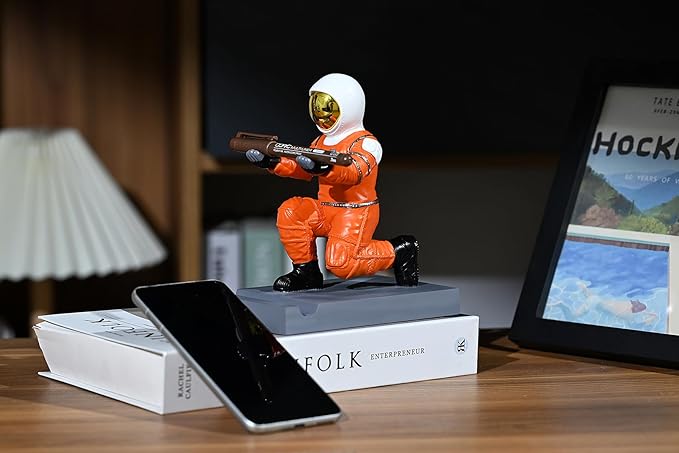 Astronaut Resin Pen Holder, Mobile Phone Stand, Device Stand, Desk Organizer Decorative Pen Holder (Orange&Golden)-DeskLoop Office