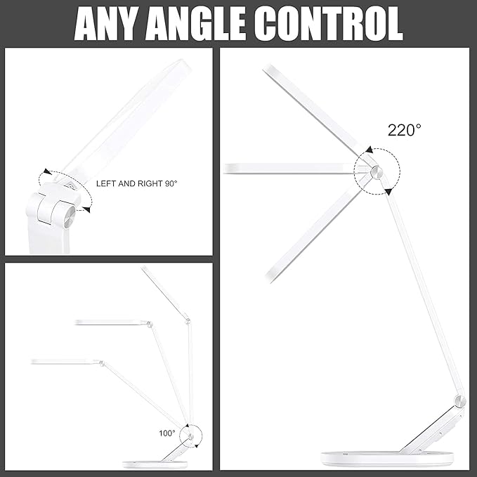 JKSWT Desk Lamp, for Eye Care, Dimmable Table Lamp with 5 Colour Modes, 72 LEDs with USB Charging Port, Touch Control and Memory Function, Office Lamp-DeskLoop Office