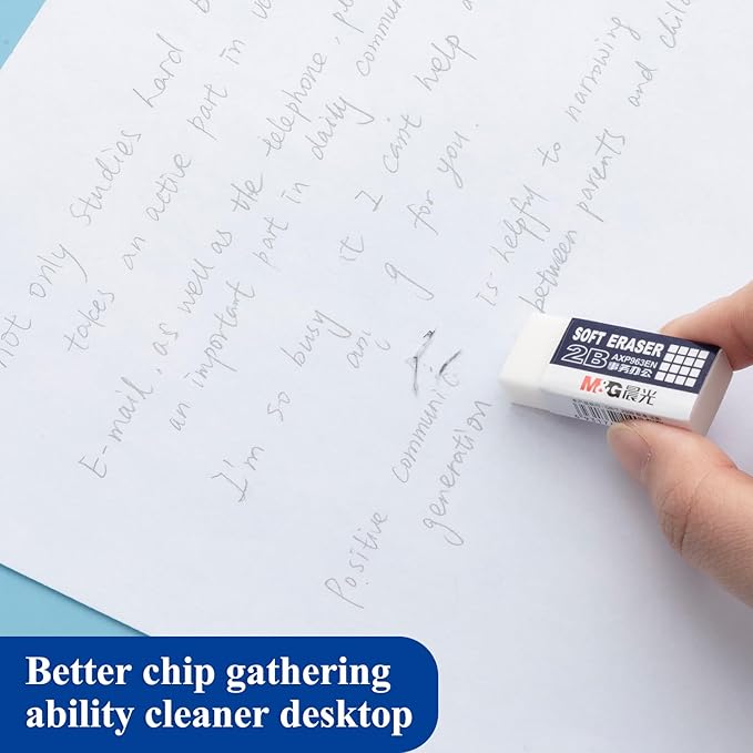 M&G 24 Pack Erasers Pencil Erasers, 2B White Rubber Eraser Rectangular Bulk for Kids School Students Office, Art Erasers for Drawing-DeskLoop Office