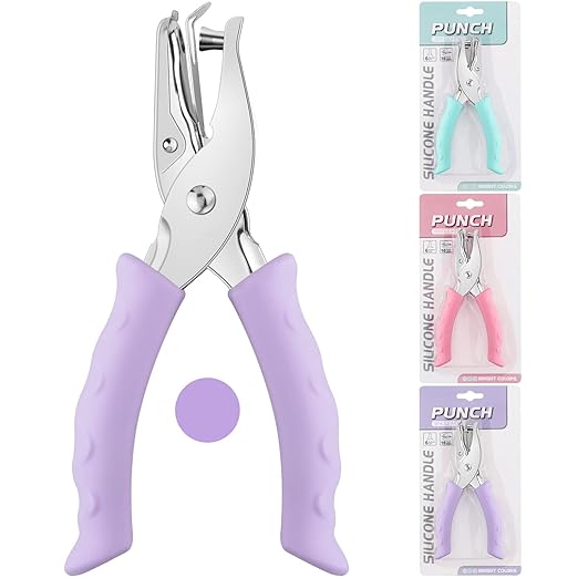 NEBURORA Hole Punch, Purple Single Hole Puncher Metal with Soft-Handled for DIY Craft Tags Clothing Ticket Scrapbook Tool, 3 Colors Options-DeskLoop Office