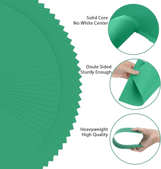 OcePor 50 Sheets Christmas Green Cardstock Paper, Colored Printer Paper 8.5 x 11, Card Stock Thick Construction for Craft,Scrapbook,Office Printing, Invitations, Certificates,92 lb/250gsm-DeskLoop Office