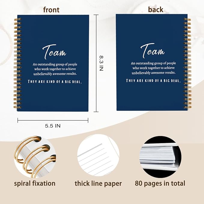 Navy Blue Meeting Notebook for Work, Employee Appreciation Gifts, Team Gifts for Employees, Journals for Writing, Thank You Gifts for Women Men Leader Boss Manager Mentor Coworkers, 5.5"x8.3"-DeskLoop Office