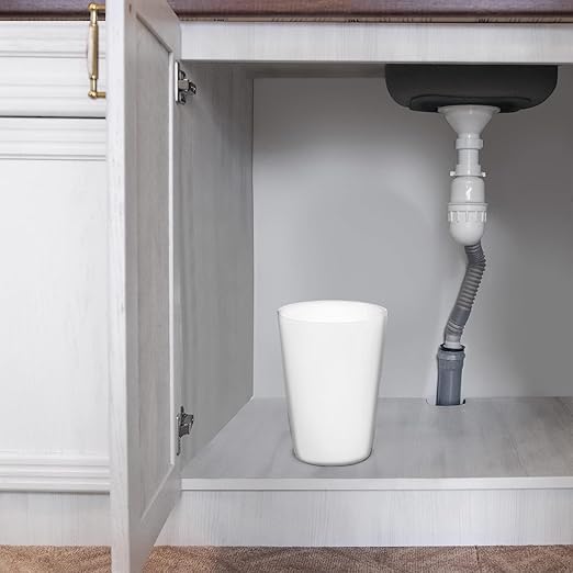 HOLDN’ STORAGE Small Trash Can - Set of 2 Open Top Waste Bin of 1.58 Gallon, Compact Waste Can Perfect for Bathroom, Kitchen, Office, Dorm - Durable Garbage Can - White-DeskLoop Office