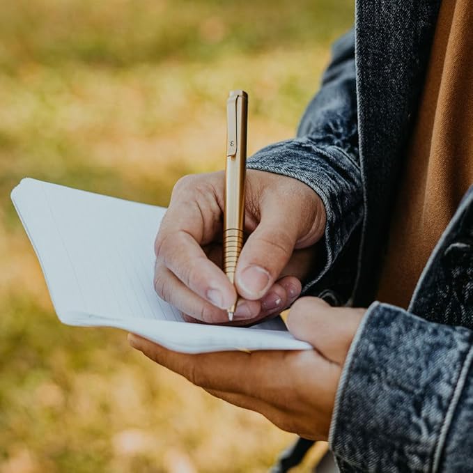 Everyman Grafton Full Click Refillable 0.7mm Ball Point Pen, Gold | Sleek Anodized Aluminum EDC Pen with Deep Grooved Grip | Smooth Writing Pocket Pen for Office, Travel, Gifting & Daily Use-DeskLoop Office