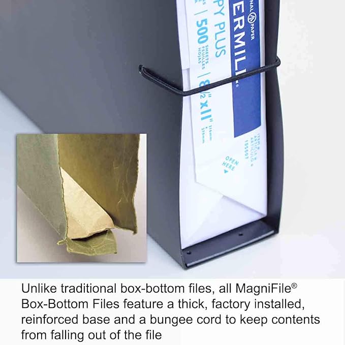Ultimate Office MagniFile Extra-Capacity Hanging File Folders, 1/2" Box-Bottom, Letter Size, Feature A Wrap- Around Bungee Security Cord (Set of 8)-DeskLoop Office