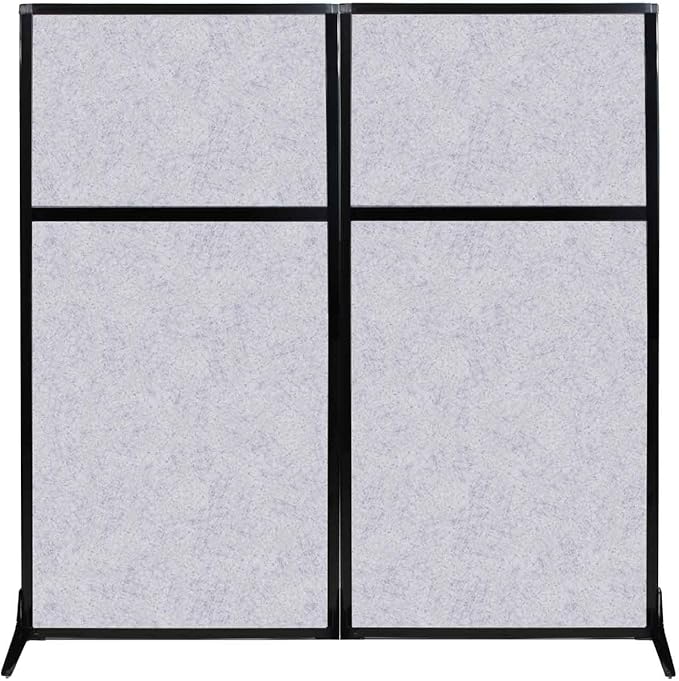 Versare Office Workstation Screen | Portable Wall Divider | Modern Cubicle | Freestanding Privacy Screen | Flexible Work Space | 2 Panels | 66" Wide x 70" Tall Marble Gray SoundSorb Panels-DeskLoop Office
