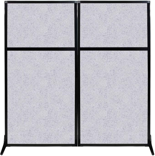 Versare Office Workstation Screen | Portable Wall Divider | Modern Cubicle | Freestanding Privacy Screen | Flexible Work Space | 2 Panels | 66" Wide x 70" Tall Marble Gray SoundSorb Panels-DeskLoop Office
