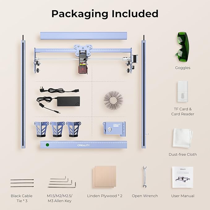 Creality Falcon 5W Laser Engraver Machine, 72w High Precision 0.06mm Laser Cutter and Engraving Machine for Wood Metal Leather Acrylic Glass, 10000mm/min, Offline Usage, CNC Laser Engraver-DeskLoop Office