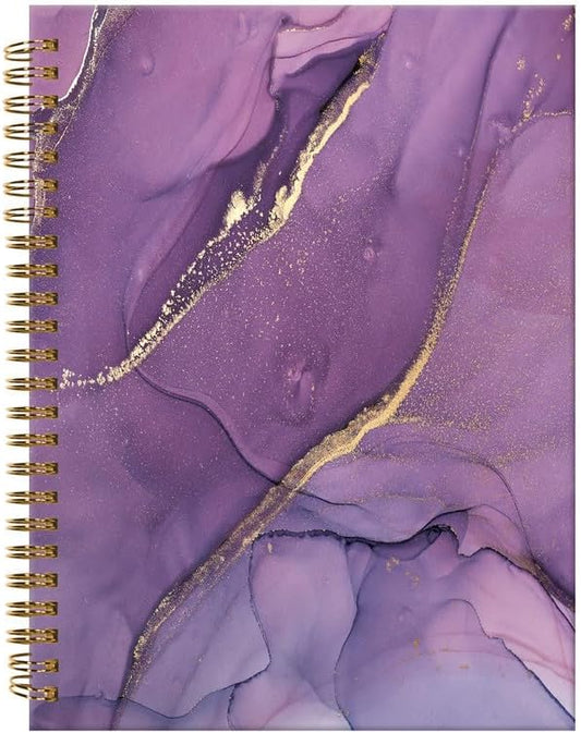 Spiral Journal Notebook,A5 Hardcover Lined Journals for Women Girl 6 x 8.3 in,120 Pages Thick Paper,Cute College Ruled Writing Notebook for Gifts Office Work School(Chic Purple Marble)-DeskLoop Office