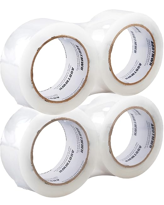 Packing Tape Refills, Clear Packaging Tape Heavy Duty Designed for Moving, Shipping and Packing, Mailing,1.88" x 60 yds, 4 Rolls-DeskLoop Office