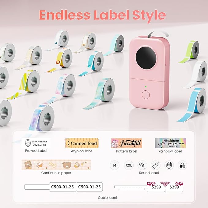 Phomemo D30 Label Maker Machine with 3 Tapes - White Clear Gold Labels, Portable Handheld Bluetooth Mini Label Maker Printer, Multiple Templates for Smartphone Thermal Small Label Printer Rechargeable-DeskLoop Office