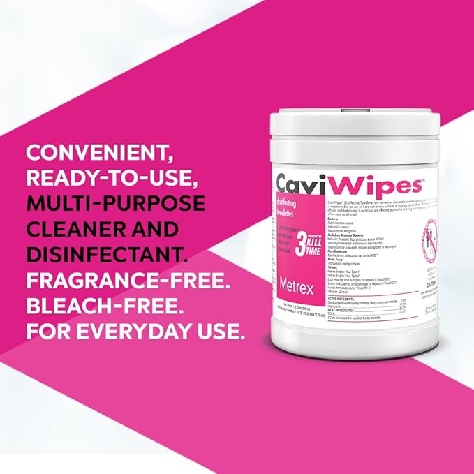 CaviWipes Disinfecting Towelettes Canister Wipes, 160 Count, White-DeskLoop Office
