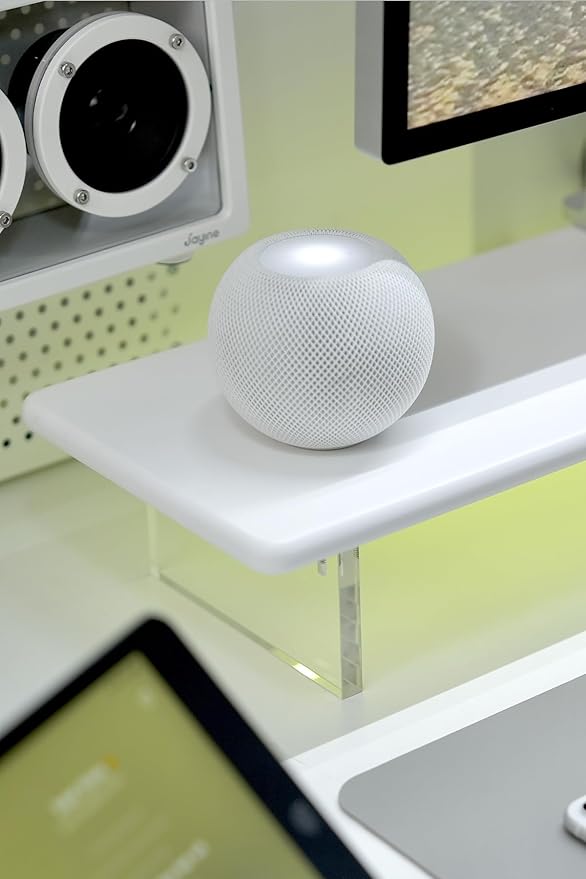 Bamboo Monitor Stand Riser with Acrylic Legs for Desk,31.5 Inches Desktop Shelf Supports for PC Computer Monitor, Laptops, Printer, Speakers (White)-DeskLoop Office