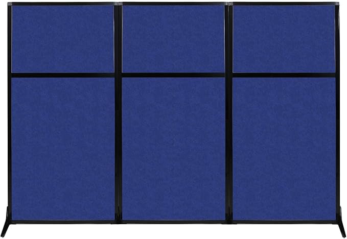 Versare Office Workstation Screen | Portable Wall Divider | Modern Cubicle | Freestanding Privacy Screen | Flexible Work Space | 3 Panels | 99" Wide x 70" Tall Blue SoundSorb Panels-DeskLoop Office