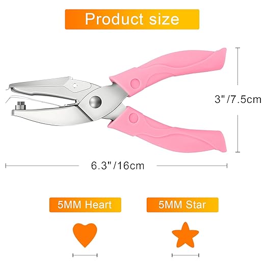 2 Pack Handheld Hole Paper Punch Kit,Single Hole Punch, Heart and Star Hole Punch-DeskLoop Office
