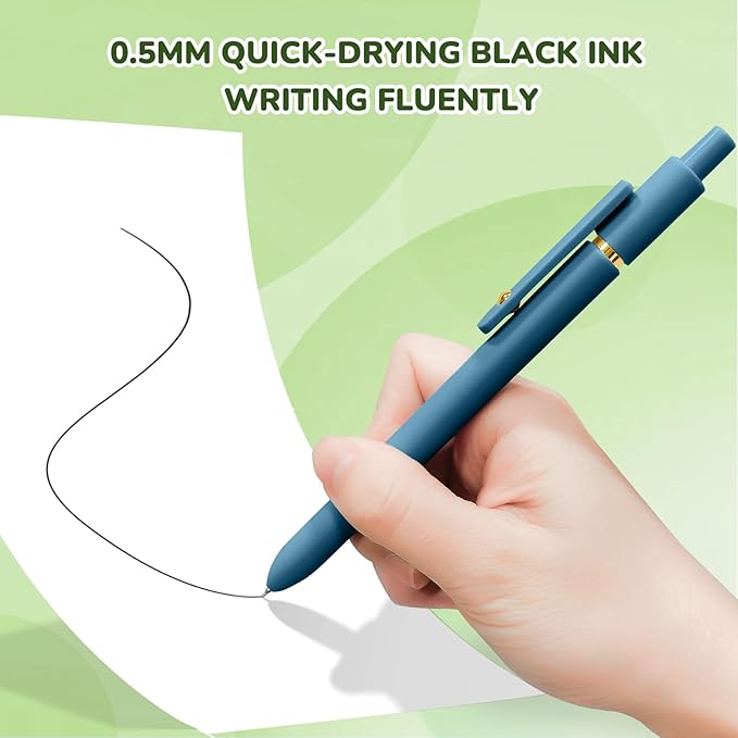 Gel Pens, 6 Pcs Black Ink Pens for Women, 0.5mm Fine Point Smooth Writing Pens, High-End Series Retractable Pens for Journaling Note Taking (6 Pcs Gold Vintage)-DeskLoop Office