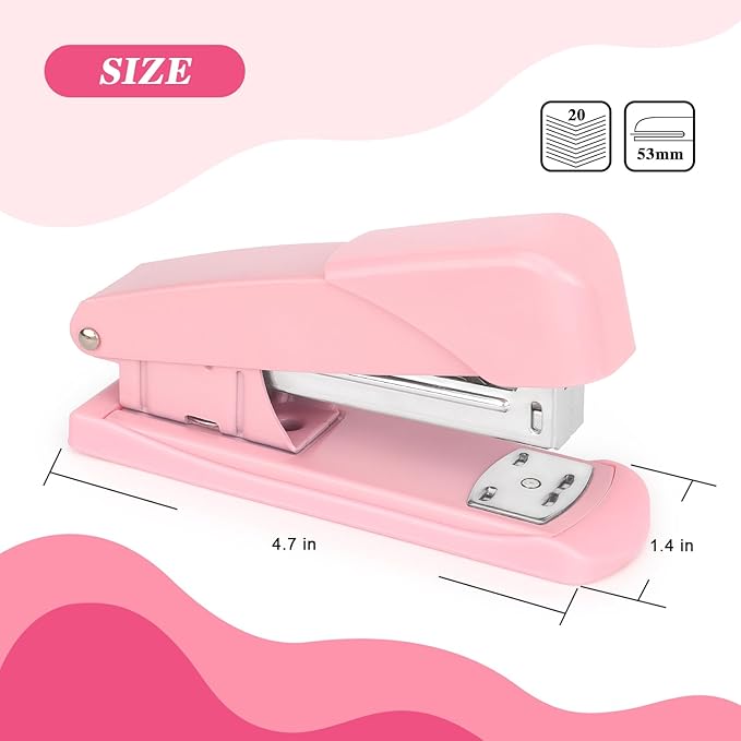 Tamaki Stapler, Office Stapler, Staplers for Desk(Pink)-DeskLoop Office