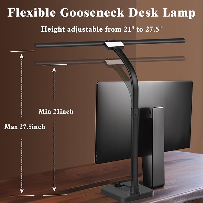 LED Desk Lamp for Home Office, 24W Bright Desk Lamp with Phone Holder Base - 25 Lighting Modes Eye-Caring Desk Light Adjustable Gooseneck Lamp for Workbench Drafting Reading Study-DeskLoop Office