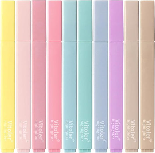 Highlighters, Aesthetic Cute Pastel Highlighters Set, 10 pcs, Chisel Tip, No Bleed Bible Highlighter Assorted Colors, Back to School Supplies-DeskLoop Office