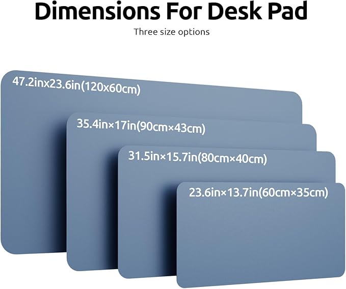 YSAGi Leather Desk Protector, Office Mat, Large Mouse Mat, Non-Slip PU Leather Blotter, Laptop Desk Pad, Waterproof Writing Pad for Office and Home (Blue, 47.2" x 23.6")-DeskLoop Office