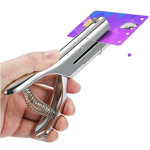 Hole Punch 2" Reach 1/8 inch Single Hole Punch,Heavy Duty Hole Puncher Single,Portable Hand Held Long Paper Punch for Paper Cards Plastic Cardboard (Silver) (1/8"-3mm Hole)-DeskLoop Office