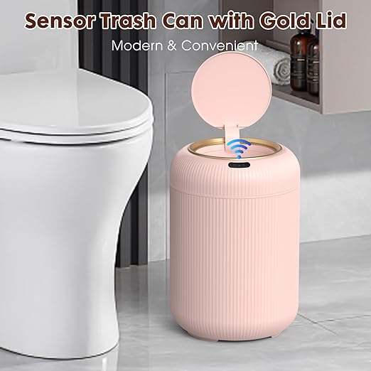 Procade Automatic Motion Sensor Bathroom Trash Can with Lid, 3 Gallon Touchless Trash Bin, Smart Plastic Garbage Can, Mini Pink Wastebasket for Toilet, Office, rv, Bedroom, Living Room-DeskLoop Office