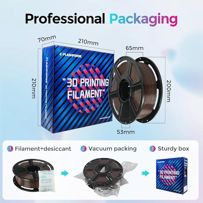FLASHFORGE Rapid PLA Filament 1.75mm, High Flow Speedy 3D Printer Filament, Experience Exceptional Performance with 500mm/s High-Speed Printing, Neatly Wound & Top-Notch Filament (Chocolate Brown)-DeskLoop Office