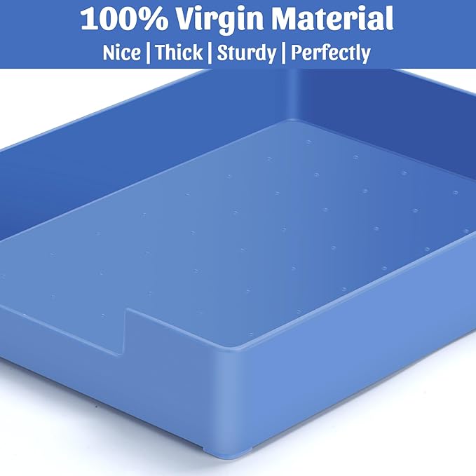 Letter-Size Tray Desk Letter Tray Paper Tray, Sturdy Heavy-Duty Plastic Printer Paper Tray, Single-Tier Stackable File Storage Organizer for Office Home (1, Blue)-DeskLoop Office