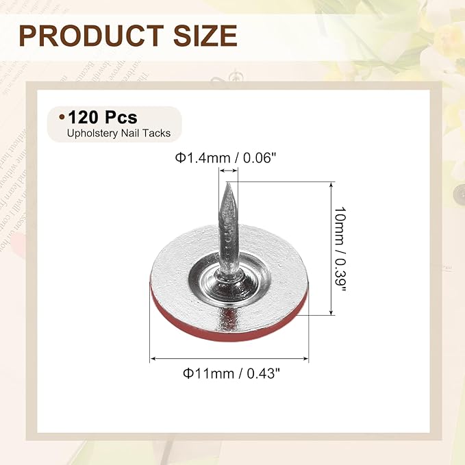 uxcell 120Pcs Push Pins, 11mmx13mm Round Flat Head Decorative Thumb Tacks Upholstery Tacks for Cork Board Office Wall Hangings, Red-DeskLoop Office