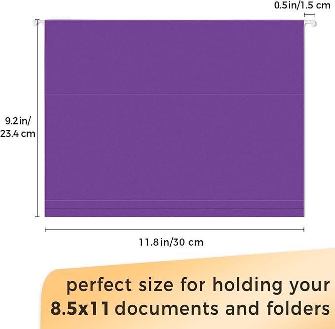 SUNEE 25 Pack Hanging File Folders, Purple Folders, Hanging File Folders Letter Size with 1/5-cut Tabs, Stay Organized for Your Home and Office Bulk File and Documents-DeskLoop Office