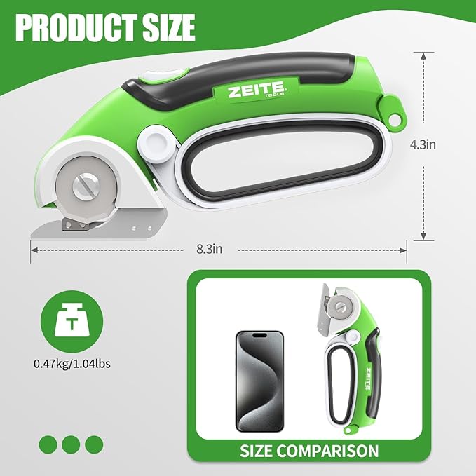 ZEITE 4V Cardboard Box Cutter,Cordless Electric Scissors,with 2 Blades,Storage Box,USB Charging Cable,Max Cutting 1/4",Ideal for Cardboard,Thin Carpet & Plastic Recycling,Easy to Hold and Safe-DeskLoop Office
