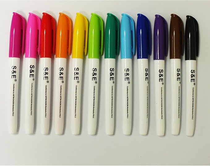 S & E TEACHER'S EDITION 24 Pcs Dry Erase Markers, 12 Assorted Colors with Low-Odor Ink, Fine Tips Whiteboard Markers, for School, Office, Home-DeskLoop Office