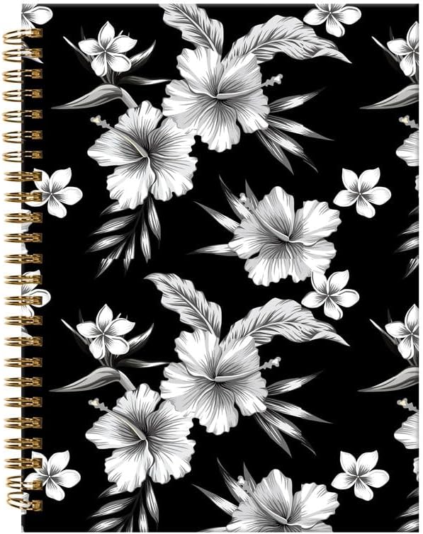 Spiral Journal Notebook,A5 Hardcover Lined Journals for Women Girl 6 x 8.3 in,120 Pages Thick Paper,Cute College Ruled Writing Notebook for Gifts Office Work School(Tropical Hibiscus Flower)-DeskLoop Office