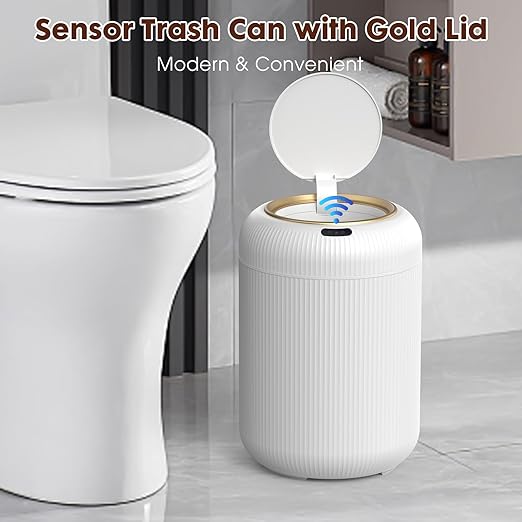 Procade Motion Sensor Trash Can with Lid, 3 Gallon Electric Bathroom Garbage can, Small White Wastebasket Touchless Trash Bin,Automatic Mini Trashcan for Bedroom,Toilet, Office, rv, Living Room-DeskLoop Office