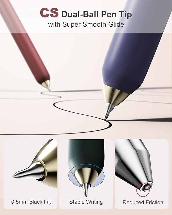 SUNEE Gel Pens, 6 Pack 0.5mm Pens Fine Point Smooth Writing Pens with Quick-Dry Black Ink, Cute Aesthetic School Office Note-Taking Pens for Journaling - Vintage-DeskLoop Office