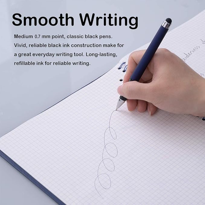 MiSiBao 0.7mm Black Ink Gel Ink Rollerball Pens 2 in 1 Medium Point Pens with Stylus Work Pen Smooth Writing for Office Black gel pen (18pack-Black Ink)-DeskLoop Office