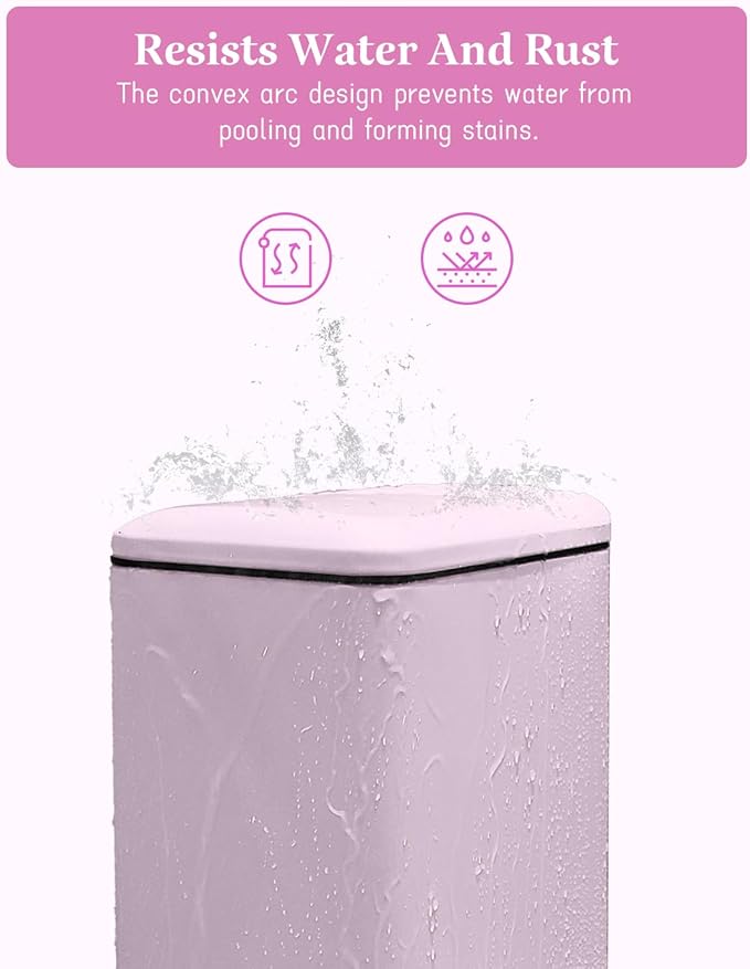 Pink Trash Can, 1.3 Gallon Bathroom Trash Can with Lid, Stainless Steel Pedal Trash Bin Removal Inner Bucket, Small Grabage Can for Bathroom,Bedroom,Home Office-DeskLoop Office