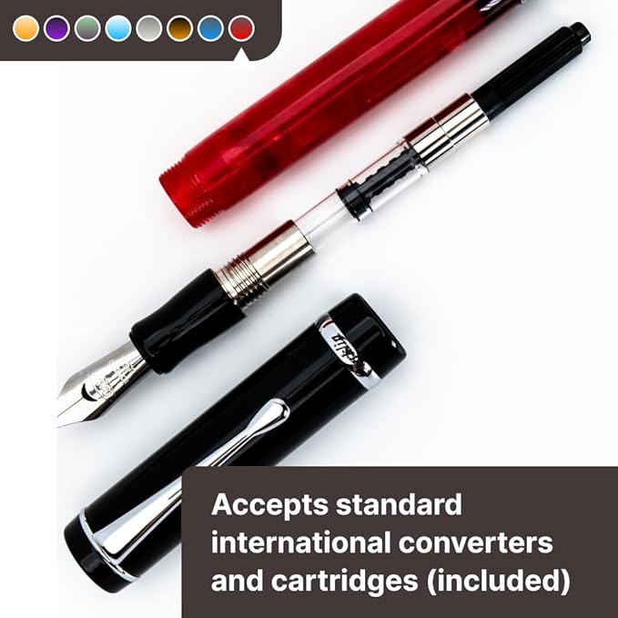 Conklin Duragraph Fountain Pen Red Nights - Fine Nib, Luxury Writing Instrument with Bold Red Finish-DeskLoop Office