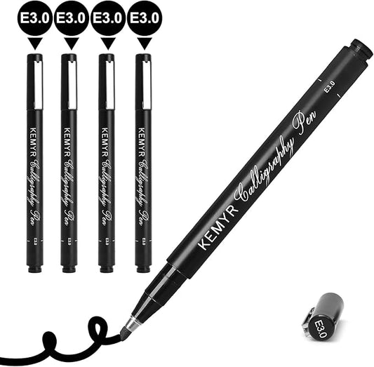 4 Micro Fine liner Drawing Art Pens Calligraphy Pens: E3.0 Size Black Art supplies Waterproof Archival Black Ink Markers For Artists,Use for Professional Watercolor,Sketching-DeskLoop Office