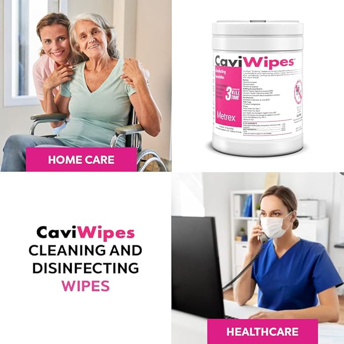 CaviWipes Disinfecting Towelettes Canister Wipes, 160 Count, White-DeskLoop Office